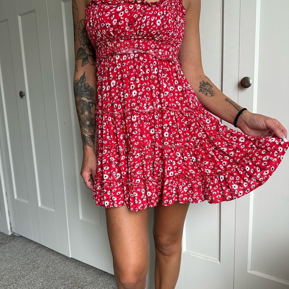 Floral Red Summer Dress
